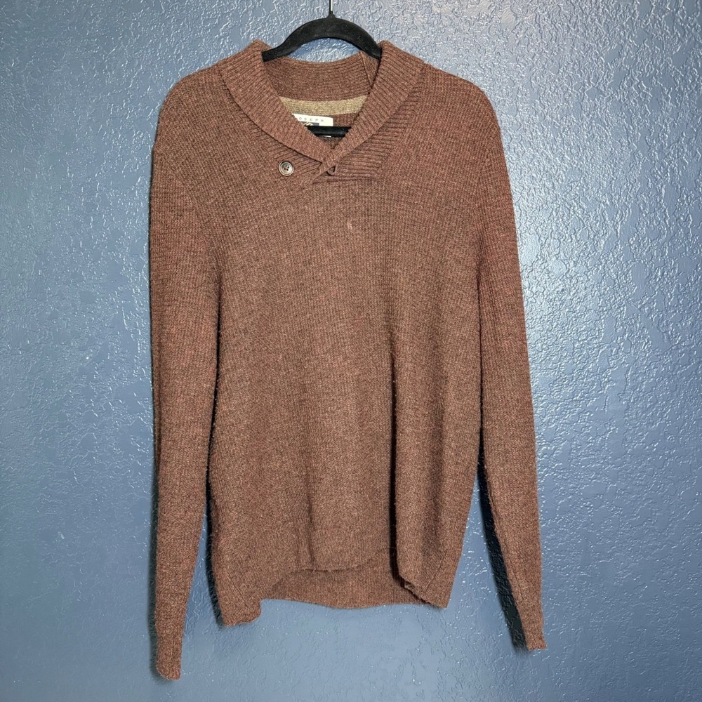Joseph‎ Abboud Shawl Collar Sweater Men's Brown Wool Blend Pullover